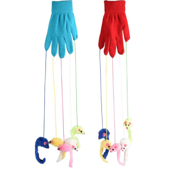 Flamingo Cat Juguete Guante con Ratones