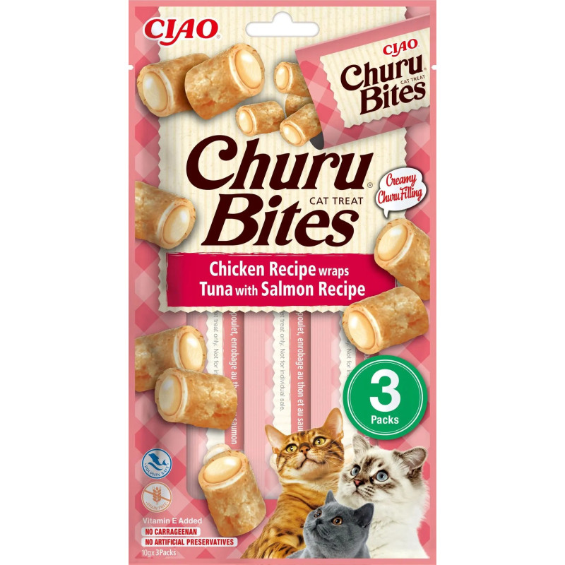 Churu Cat Snack Bites Pollo con Atún y Salmón 3x14gr