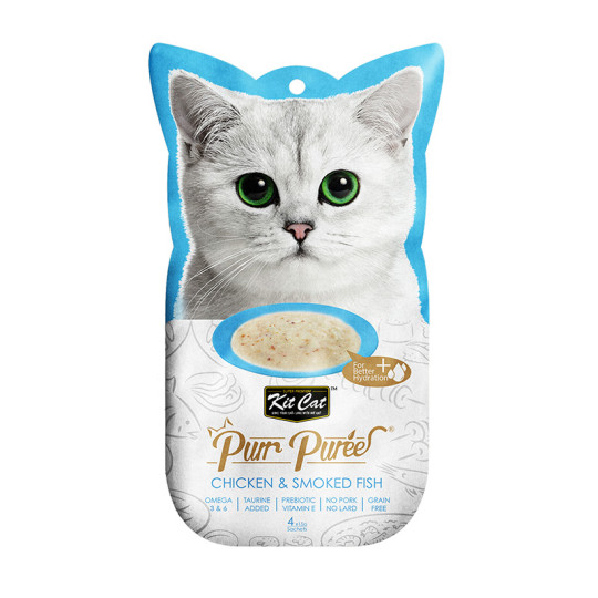 Kit Cat Cat Snack PurrPuree Pollo y Pescado Ahumado 60gr