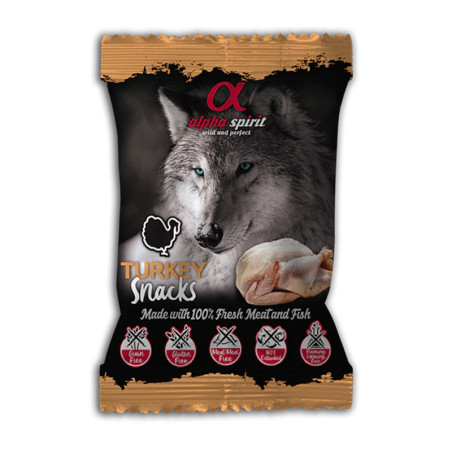 Snack para perros de pavo marca alpha spirit 50g - Envío en 24h en zaragoza y españa