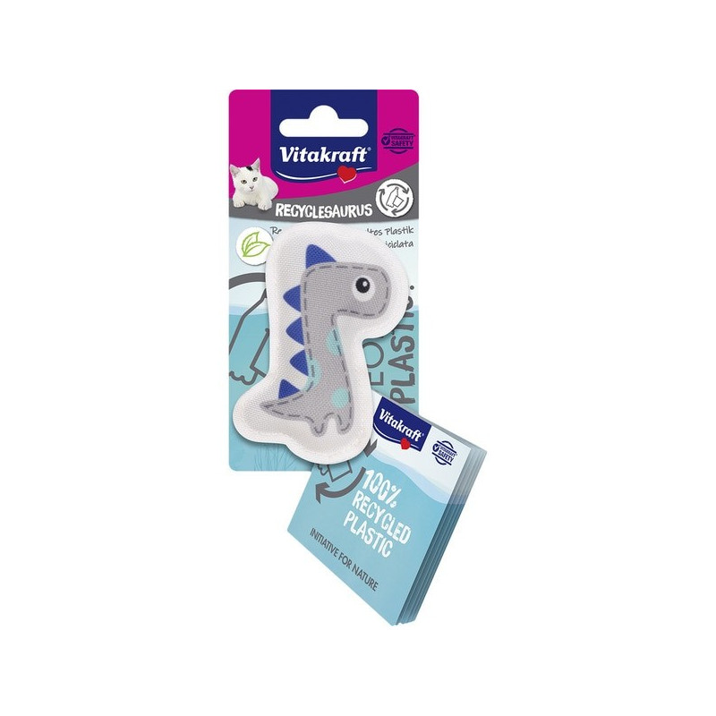 Vitakraft Cat Juguete Eco Dino Mini con Hierba Gatera Gris