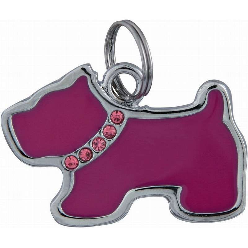 Placa Identificativa con forma de perro rosa Placa Identificativa con forma de perro rosa