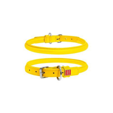 Waudog Collar Glamour Cuero Amarillo