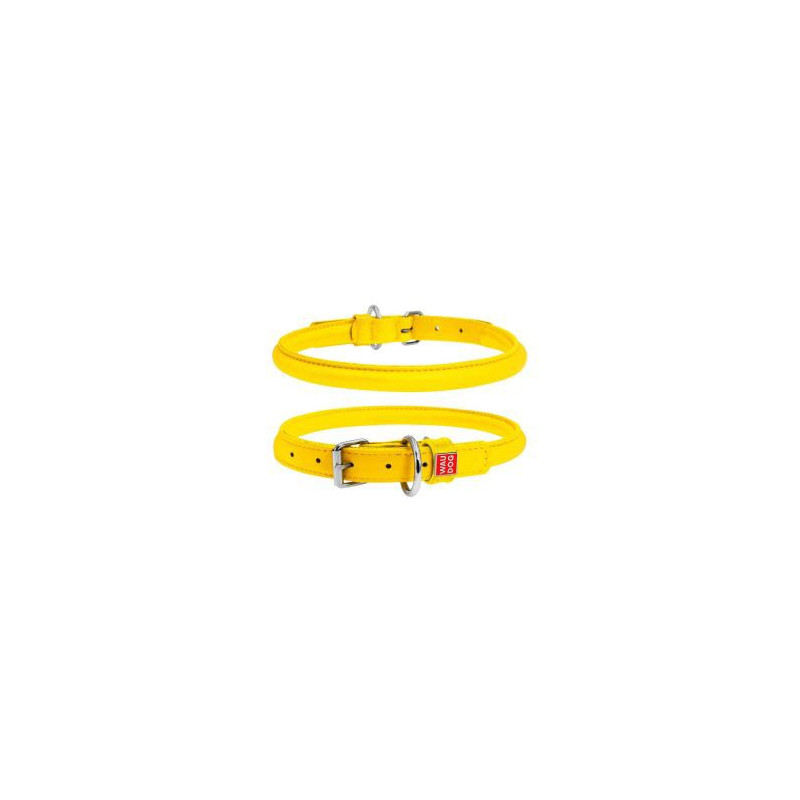 Waudog Collar Glamour Cuero Amarillo
