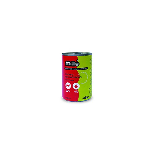 Milu Dog Lata Ternera con Manzana 400gr