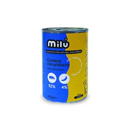 Milu Dog Lata Cordero con Plátano 400gr