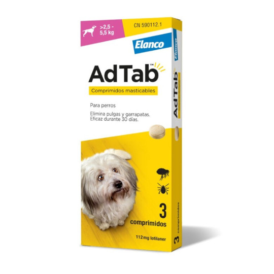 Ad-Tab Antiparasitario Perro 2,5-5kg Comprimidos Masticables 112mg