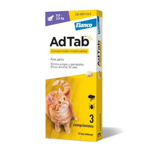 Ad-Tab Antiparasitario Gatos 0,5-2kg Comprimidos Masticables 12mg