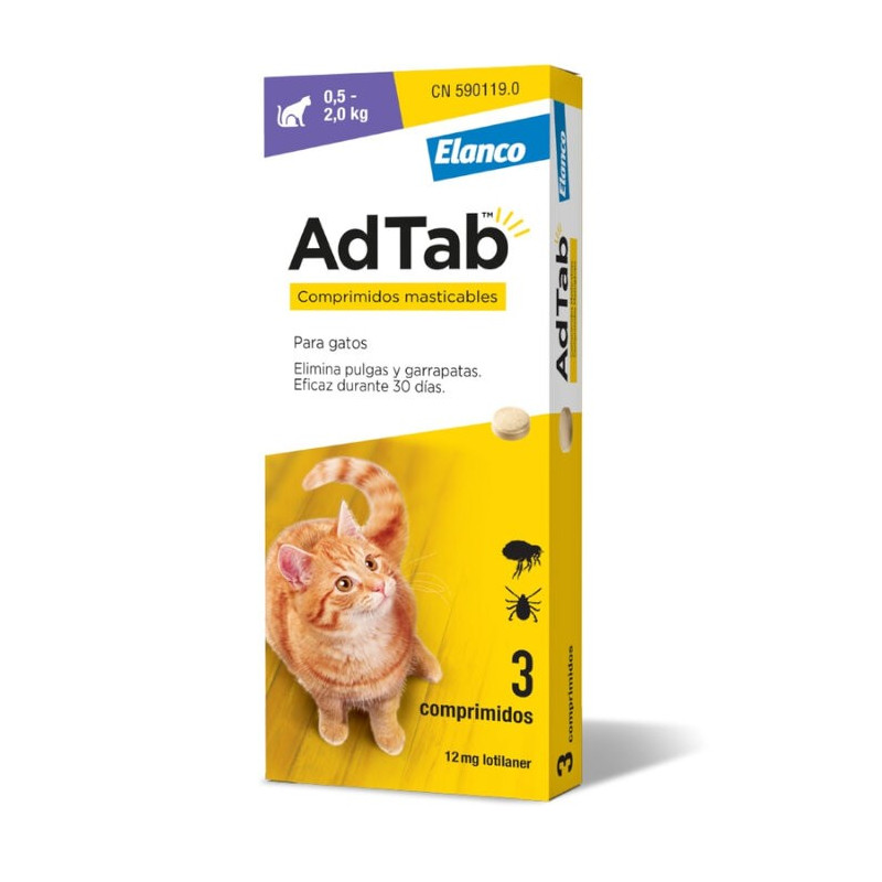 Ad-Tab Antiparasitario Gatos 0,5-2kg Comprimidos Masticables 12mg