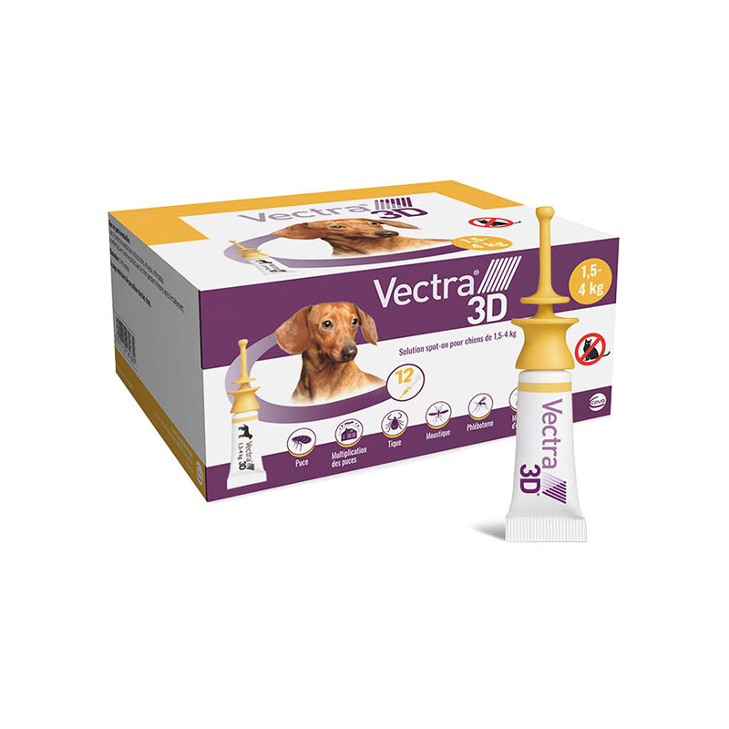 Pipetas Vectra 3D 1.5 a 4kg perros,comprar en Zaragoza,Superguau