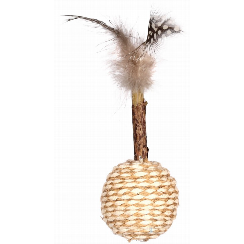 Flamingo Cat Juguete Pelota con Palo Matatabi y Plumas Navajo
