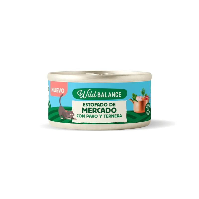 Wild Balance Cat Lata Recetas del Chef Estofado del Mercado Pavo y Ternera 80gr