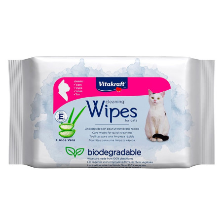 Vitakraft Toallitas Higiénicas con Aloe Vera para Gato