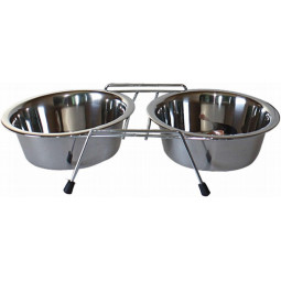 Comedero Doble de Acero Inoxidable para perros y gatos