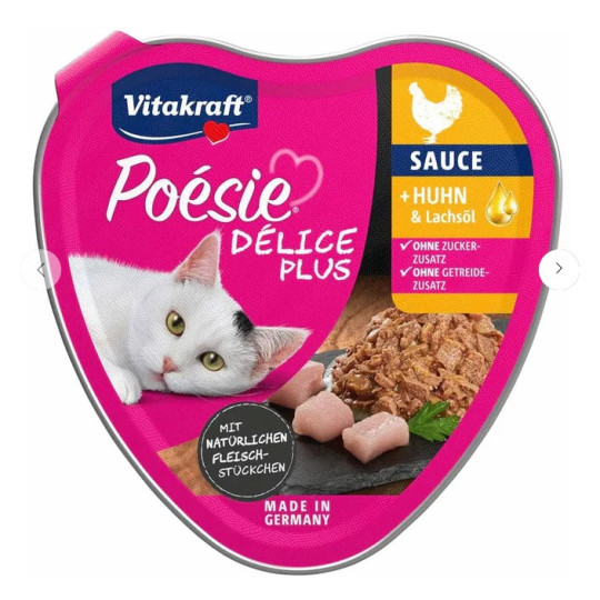 Vitakraft Poesie Delice Plus Cat Tarrina Pollo y Aceite de Salmón 85gr