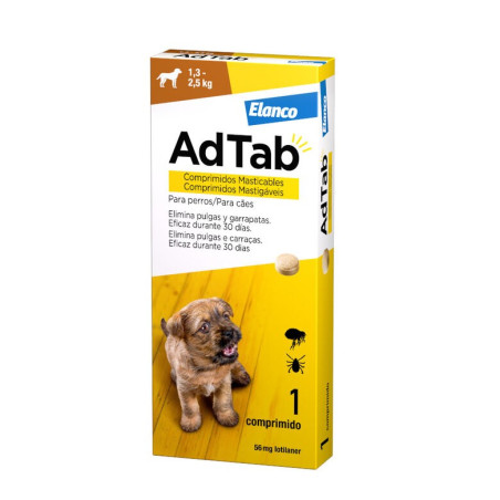Ad-Tab Antiparasitario Perro 1,3 - 2,5kg Comprimidos Masticables 56mg