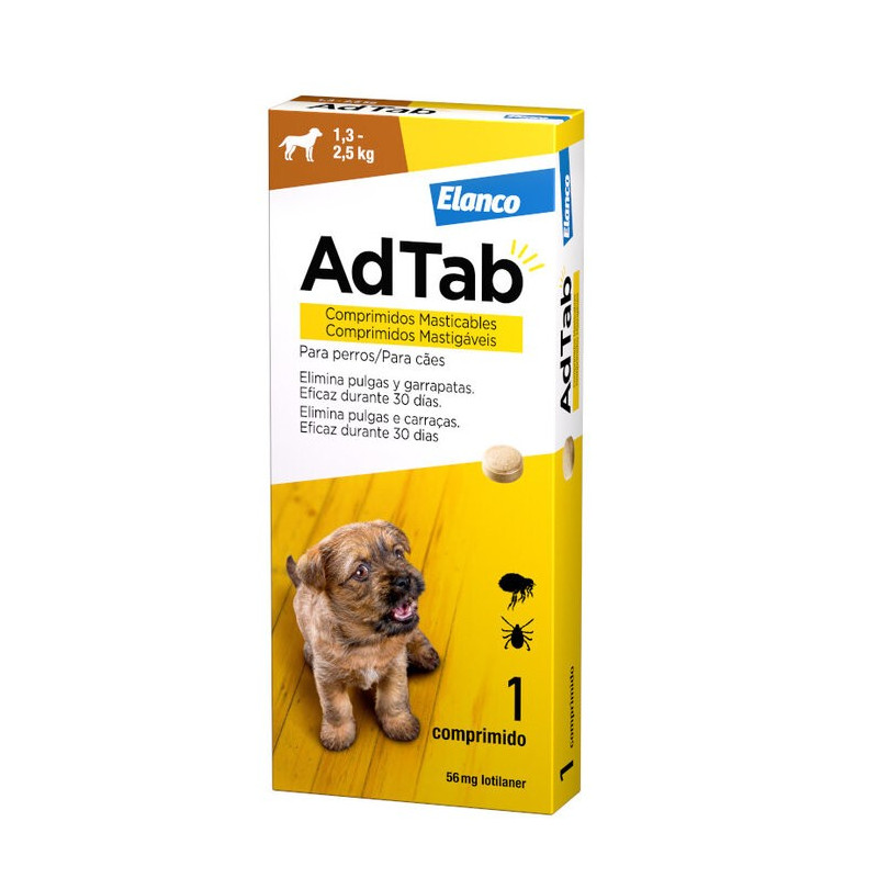 Ad-Tab Antiparasitario Perro 1,3 - 2,5kg Comprimidos Masticables 56mg