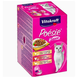 Vitakraft Poesie Cat Tarrina Multipack (2xPollo, 2xPavo y 2xVacuno en Salsa 85gr)