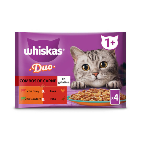 Whiskas Duo Sobres Combo de Carne en Gelatina