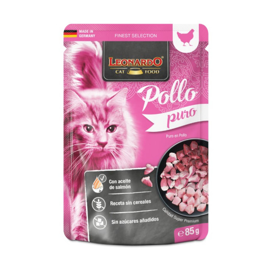 Leonardo Cat Sobre Menú Puro en Pollo 85gr