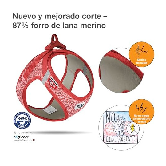 Curli Arnés Merino Clasp Rojo