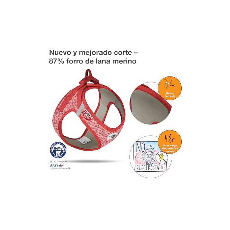 Curli Arnés Merino Clasp Rojo