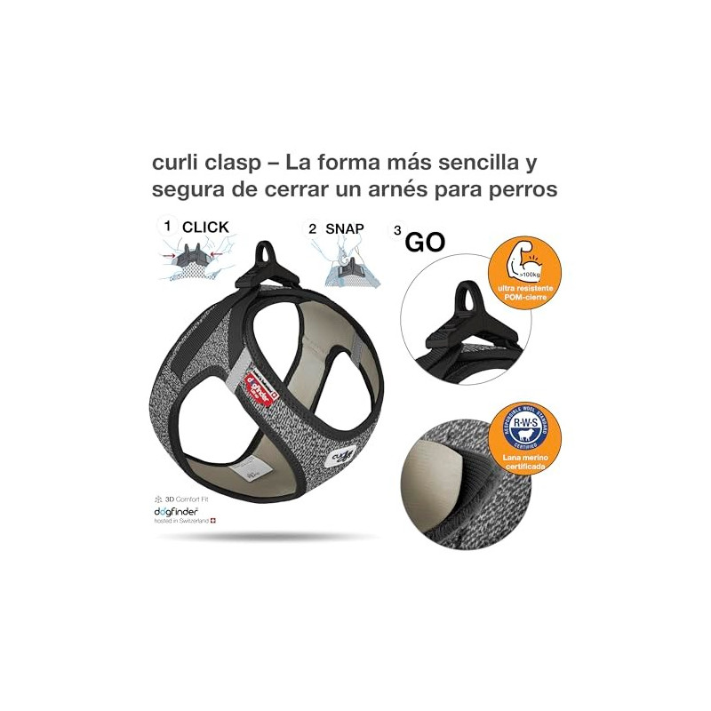 Curli Arnés Merino Clasp Negro