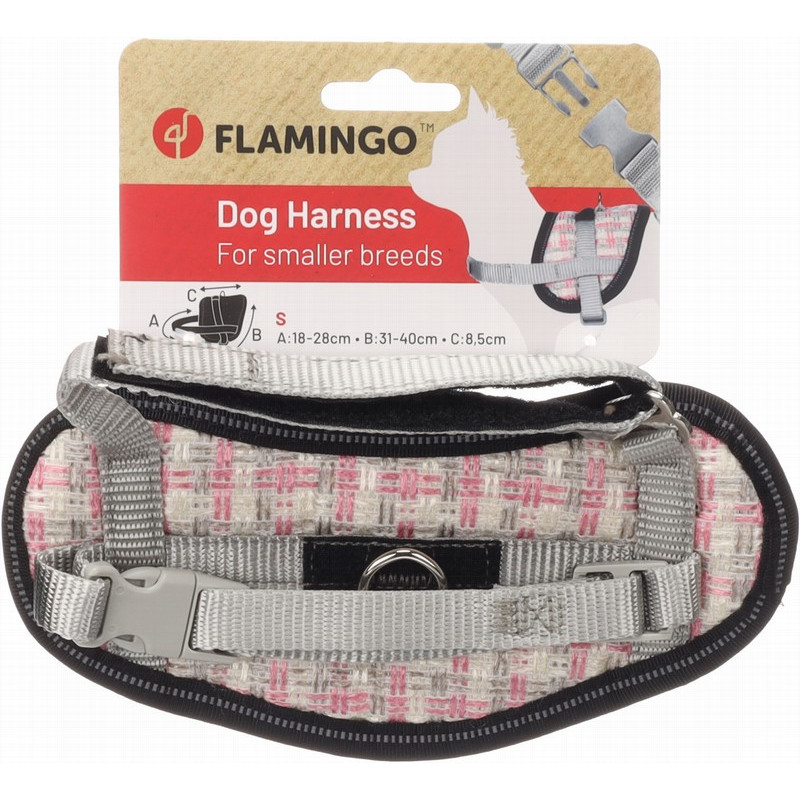 Flamingo Arnés EEny Meeny Rosa y blanco Talla S
