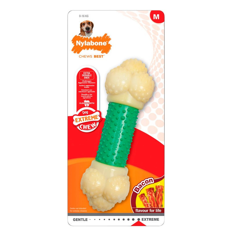 Nylabone  Juguete Mordedor Hueso Doble Acción
