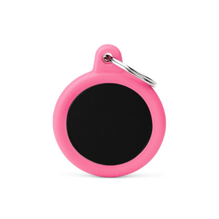 Círculo aluminio negro borde rosa