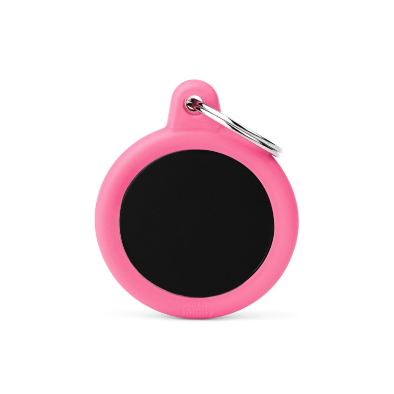 Círculo aluminio negro borde rosa