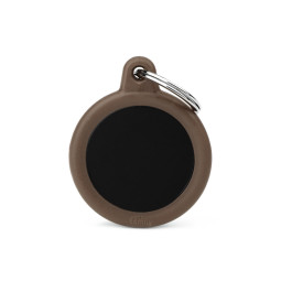 Círculo aluminio negro borde marrón