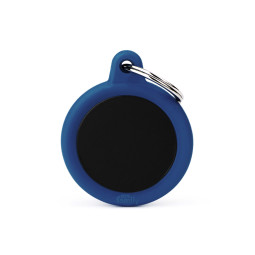 Círculo aluminio negro borde azul oscuro