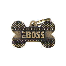 Chapa Identificativa Hueso "The Boss" latón ingles