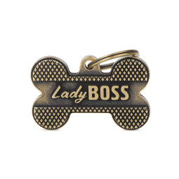 Chapa Identificativa Hueso "Lady Boss" latón ingles