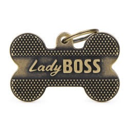 Chapa Identificativa Hueso "Lady Boss" latón ingles