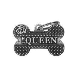 Chapa Identificativa Hueso "The Queen" plata antigua