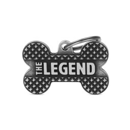 Chapa Identificativa Hueso "The Legend" plata antigua
