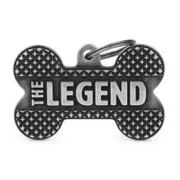 Chapa Identificativa Hueso "The Legend" plata antigua