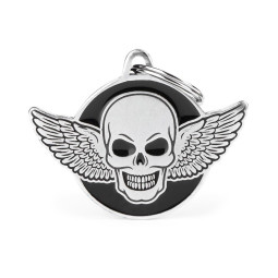 Chapa Identificativa Calavera Angel bronce blanco