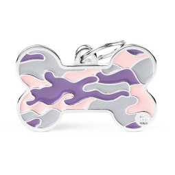 Chapa identificativa hueso camuflaje rosa