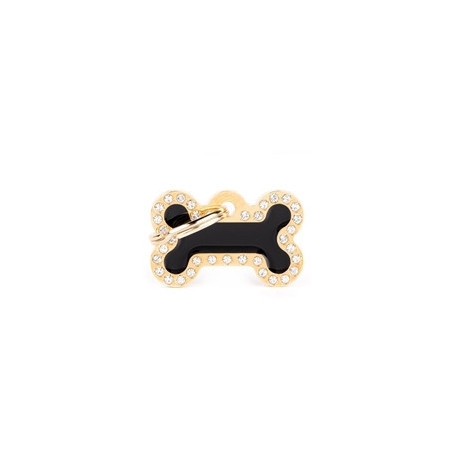Chapa identificativa hueso negro y dorado