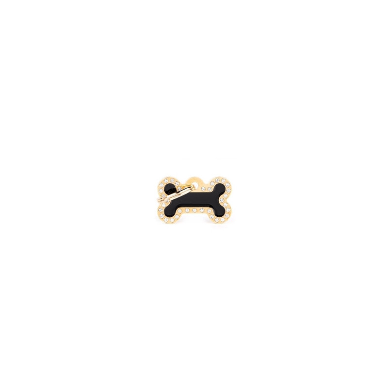 Chapa identificativa hueso negro y dorado